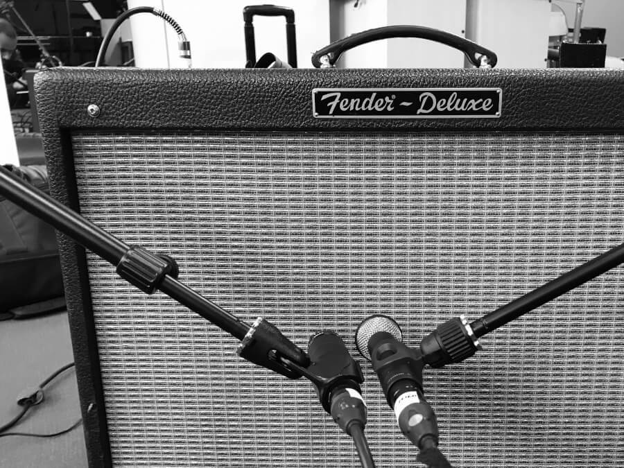 Enregistrement studio d’un ampli guitare Fender avec 2 micros